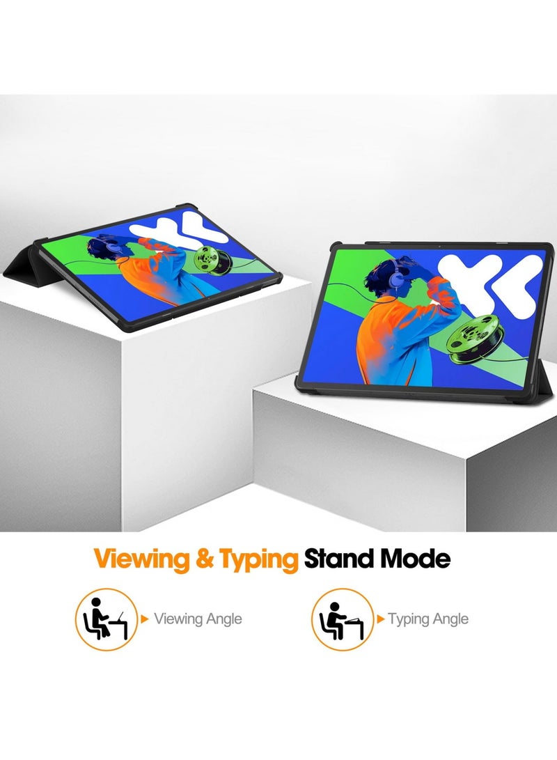 Case for Lenovo Idea Tab Pro 2025 12.7 Inch Folio Slim Smart Cover Lightweight Hard Shell Protective Case with Multi-Angle Stand (Black Case) - Image 3