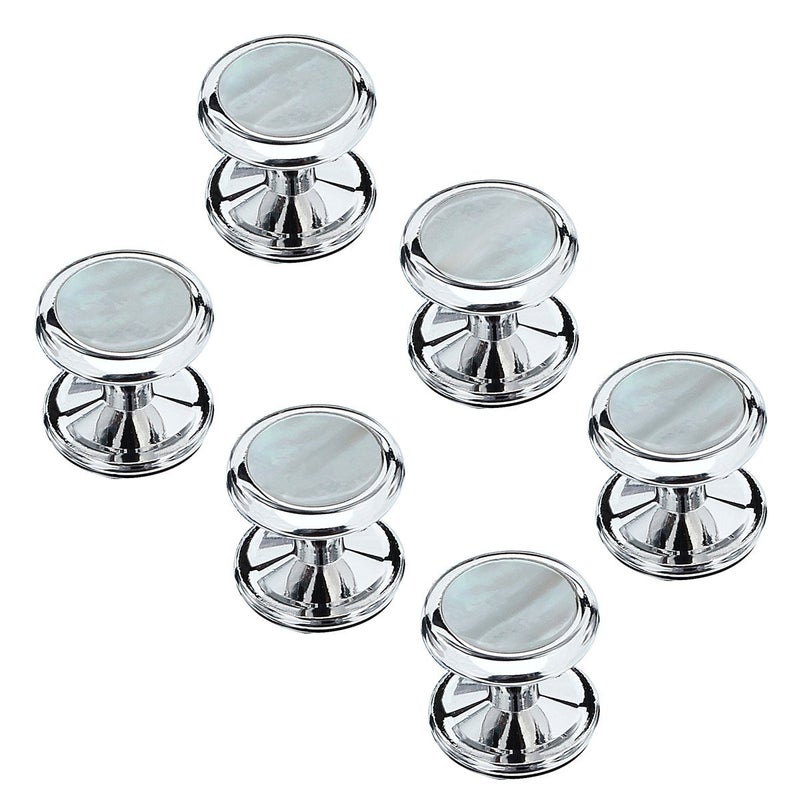 HAWSON Mother of Pearl Man Tuxedo Shirt Studs and Cufflinks Set for Wedding Business (Silver or Gold Tone) - Image 4