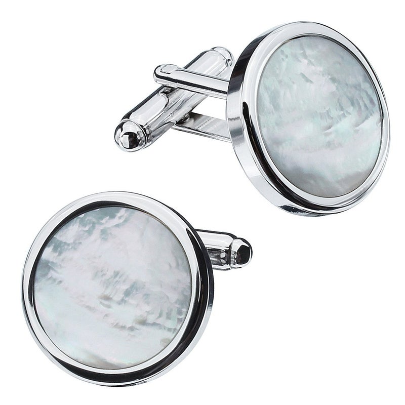 HAWSON Mother of Pearl Man Tuxedo Shirt Studs and Cufflinks Set for Wedding Business (Silver or Gold Tone) - Image 5