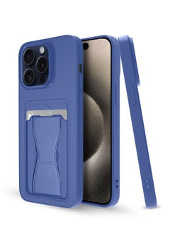 Wtech Silicone TPU With Card Holder Case Cover For Apple iPhone 15 Pro Max 2023 Blue  - Image 1
