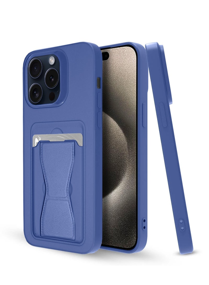 Wtech Silicone TPU With Card Holder Case Cover For Apple iPhone 15 Pro Max 2023 Blue  - Image 1