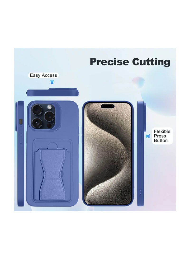 Wtech Silicone TPU With Card Holder Case Cover For Apple iPhone 15 Pro Max 2023 Blue  - Image 5