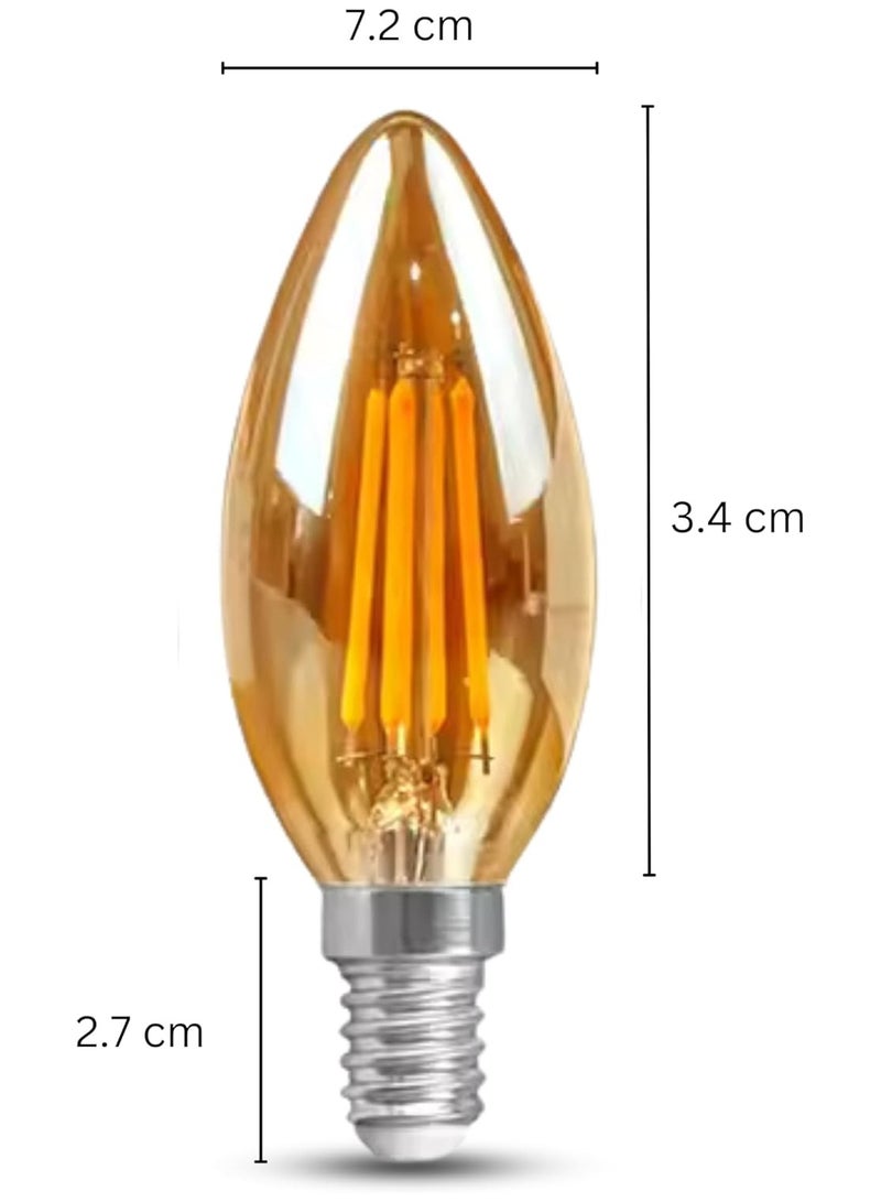 Edison Vintage LED Filament Bulb, 2700K (3 Pack, C35, 4W, Candle, E14) - Image 3