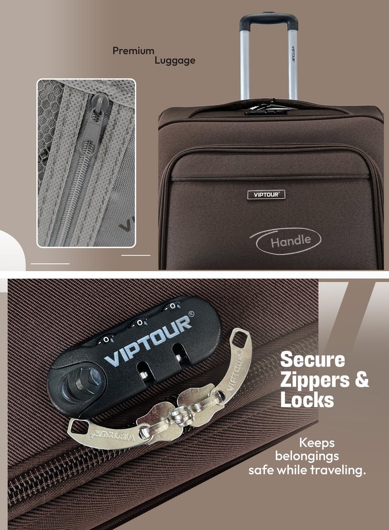 VIPTOUR 4PCS Fabric Luggage Set Durable Travel Suitcase with Spinner Wheels - Image 3