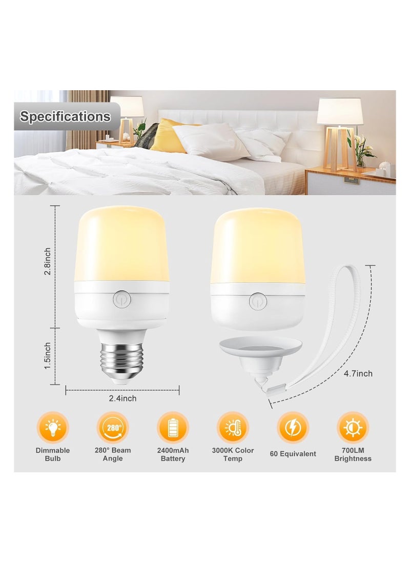 Generic - E26 Rechargeable Light Bulb, 2 Pack Battery Backup Bulb with Remote and Timer for Sconces and Lamps, E26 Detachable Charging for Non-Hardwired Fixture, 3 Color Temperatures - Image 1