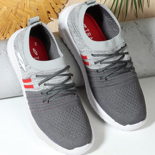TRASE Sports Shoes for Kids Boys | Walking, Running, All Day Casual & Sports Wear (Grey-Red, 12 UK) - Image 3