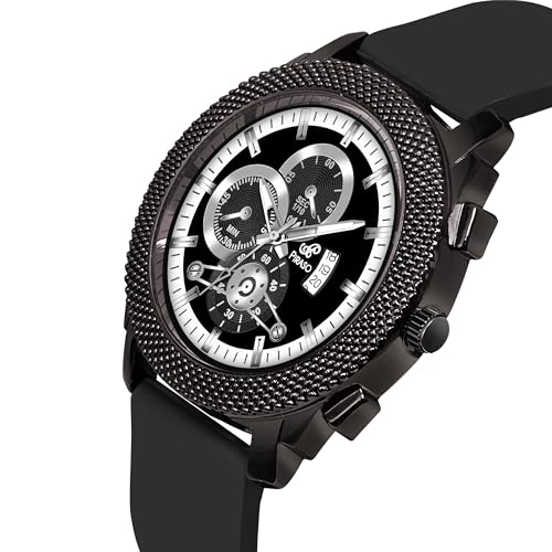 PIRASO Black Date Dial Analog Watch with Black Silicone Strap Watch for Men - Image 2