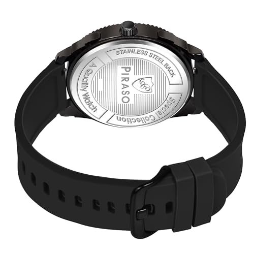 PIRASO Black Date Dial Analog Watch with Black Silicone Strap Watch for Men - Image 4