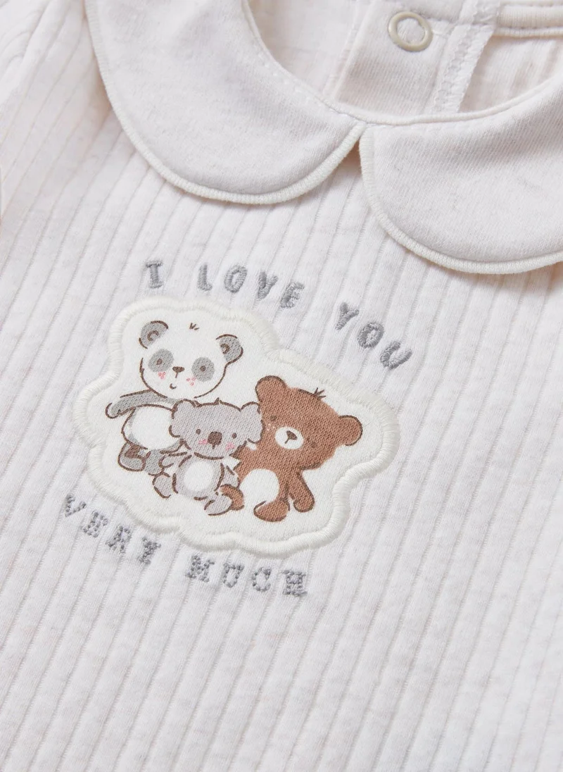 ماتلان 2 Piece Baby Grey Bear Ribbed Top & Legging Set
