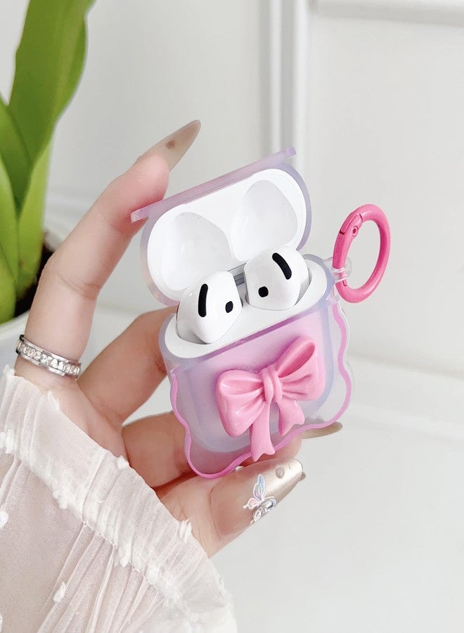 OTOPO Cute AirPods 4 Clear Case Rosepink, Girly 3D Bow Design Soft TPU Protective Shockproof Kawaii Apple iPod 4th Generation Cover with Cleaner Kit & Keychain Girls - Image 2