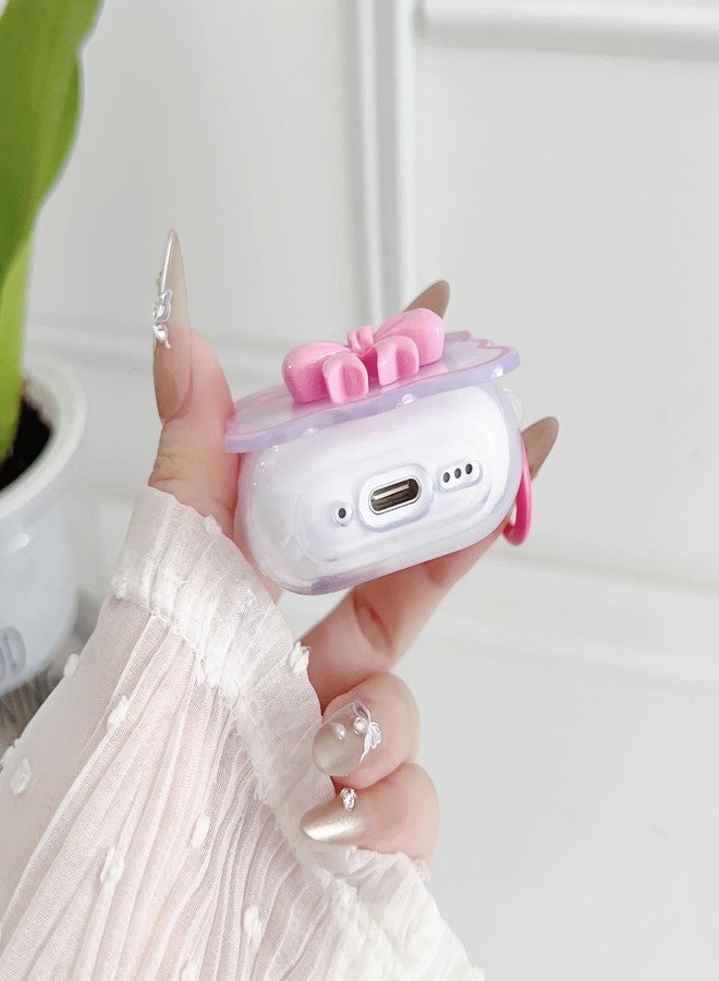 OTOPO Cute AirPods 4 Clear Case Rosepink, Girly 3D Bow Design Soft TPU Protective Shockproof Kawaii Apple iPod 4th Generation Cover with Cleaner Kit & Keychain Girls - Image 4