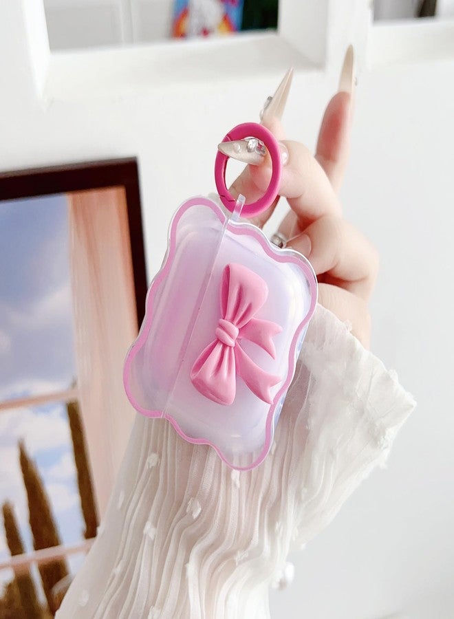 OTOPO Cute AirPods 4 Clear Case Rosepink, Girly 3D Bow Design Soft TPU Protective Shockproof Kawaii Apple iPod 4th Generation Cover with Cleaner Kit & Keychain Girls - Image 3