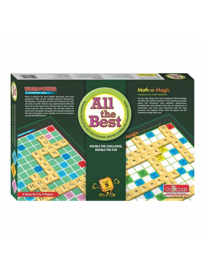 Toymate All The Best - A 2 in 1 Smart Brain Board Games Scrabble Crossword WordPower & Mental Math Math-A-Magic for 6+ Kids & Adults - Image 1