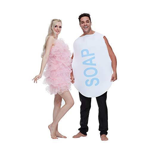 EraSpooky Couples Soap and Loofah Costume Adult Funny Halloween Party Couple Costumes Set - Image 1