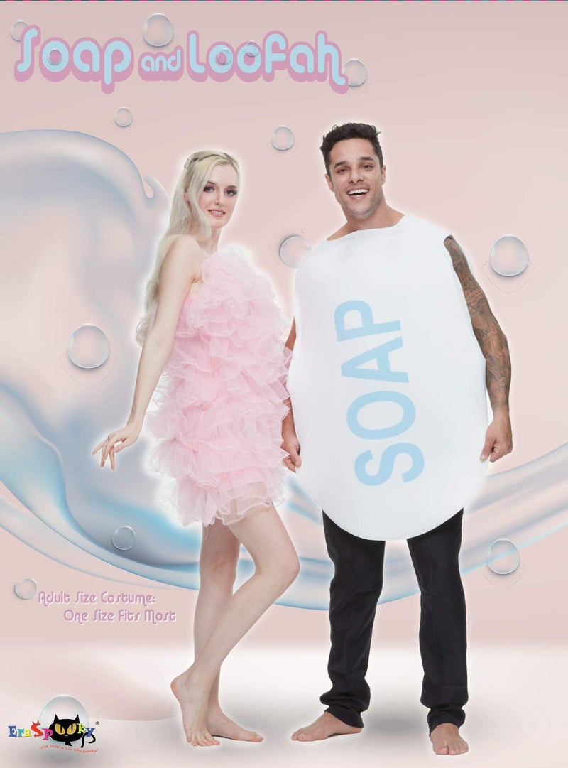 EraSpooky Couples Soap and Loofah Costume Adult Funny Halloween Party Couple Costumes Set - Image 2
