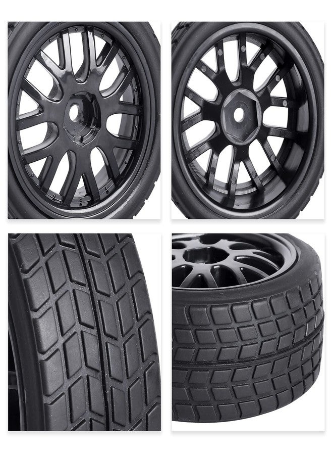 CrazyHobby Pre-Glued OD 2.56" 12mm Hex Wheels Rims & Rubber Tires 26mm for 1/10 Scale On Road Racing Car Drift RC Touring Car, Set of 4 (Color D) - Image 3