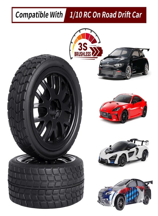 CrazyHobby Pre-Glued OD 2.56" 12mm Hex Wheels Rims & Rubber Tires 26mm for 1/10 Scale On Road Racing Car Drift RC Touring Car, Set of 4 (Color D) - Image 5