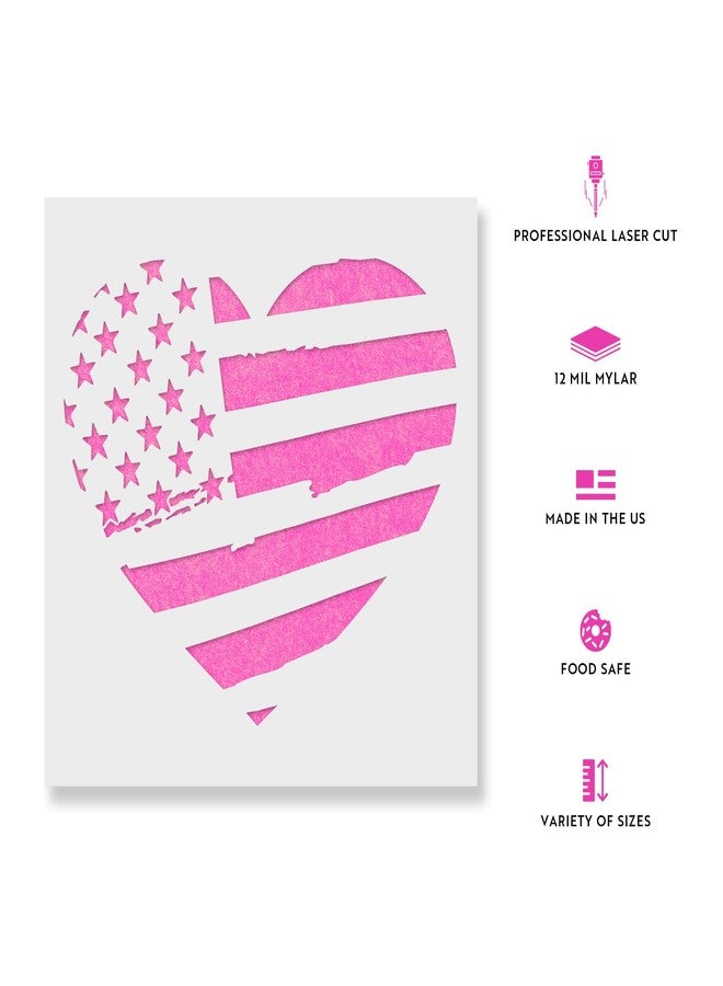 Stencil Revolution American Flag Heart Stencil Template for Walls and Crafts - Reusable Stencils for Painting in Small & Large Sizes - Image 2