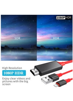 Excefore For Lightning to HDMI Cable For iPhone iPad iPod To TV Projector Monitor, Apple MFi Certified 1080P Digital AV Adapter Cord, 2m HDMI Adapter HDTV Cable With USB Charging Port, Sync Screen Converter  - Image 3