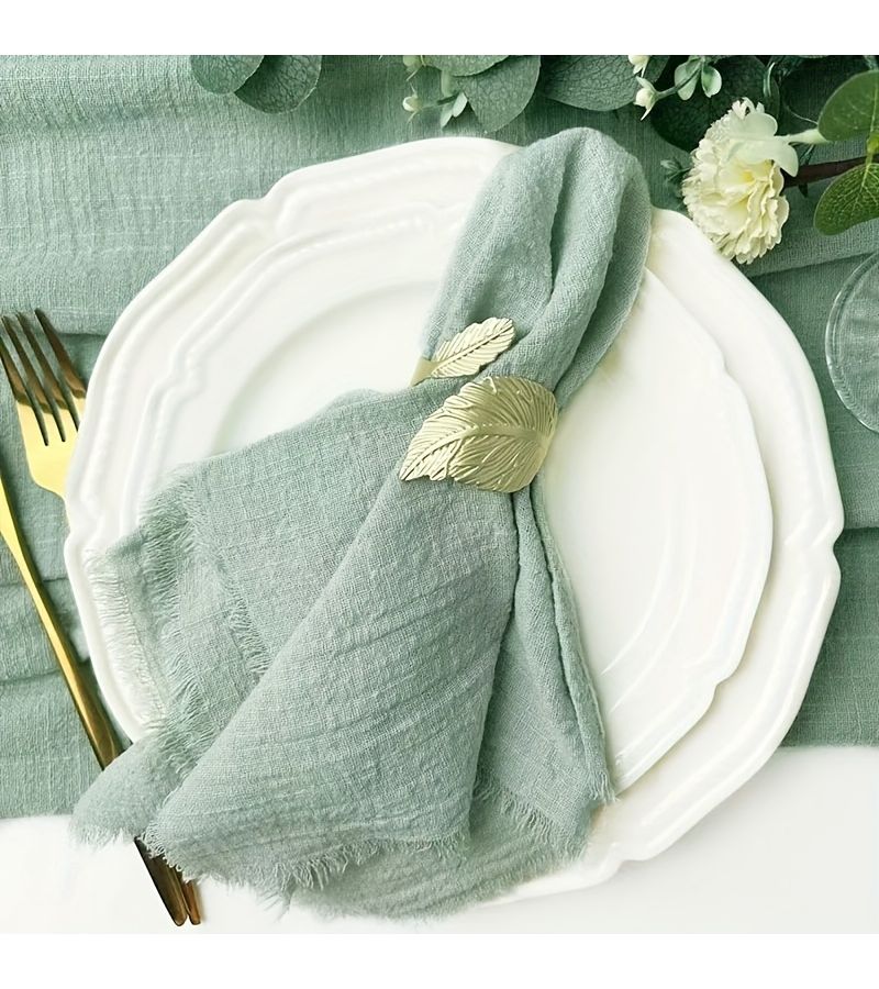 Set Of 12 Apricot Gauze Cloth Napkins Reusable Retro Handmade 12.76 X 12.76 Inch Burrs Napkins For Wedding Christmas Party Table Decor Wholesale - Image 2