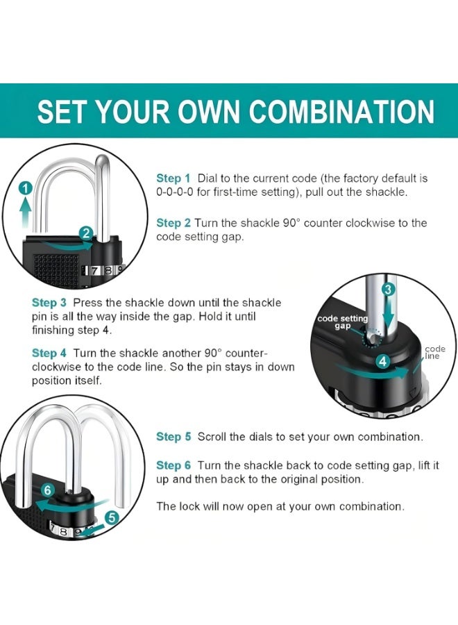 سبيس شوب قفل تعريفي أسود بـ 4 أرقام قابل لإعادة الضبط - Image 5