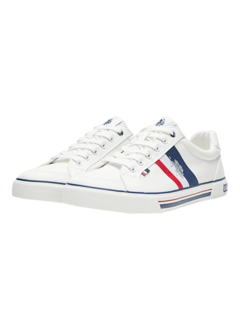 U.S. Polo Assn. Men's White Low-Top Sneakers - Lightweight with White Sole, for Comfortable Casual Look