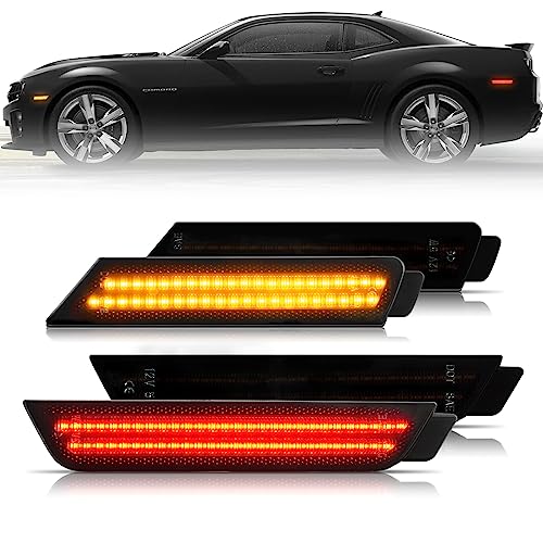 NEIFILES LED Side Marker Light Compatible with Chevy Camaro 2010-2015 Front Rear Fender Bumper Lamps Smonked Lens 4 Pack - Image 1