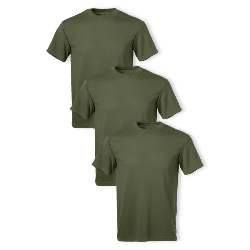 Soffe Mens 3 Pack USA PolyCotton Military Tee OD Green Small