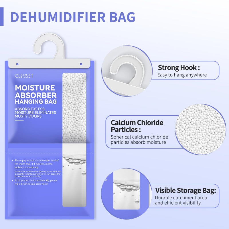 CLEVAST Moisture Absorbers Packets - 15.2 OZ, 6 Pack, Lemon Fragrance Big Dehumidifier Bags for Closet, Hanging Humidity Absorber in Wardrobes, Bedrooms, Bathrooms - Image 2