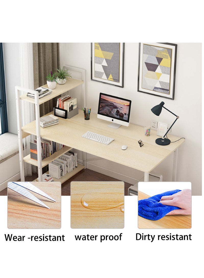 ZUIHAO Computer Desk with 4 Tiers Shelves 110 cm Study Table with Reversible Bookshelf for Home Office Workstation Study Tower Desk for Small Space Industrial Modern Style  - Image 4