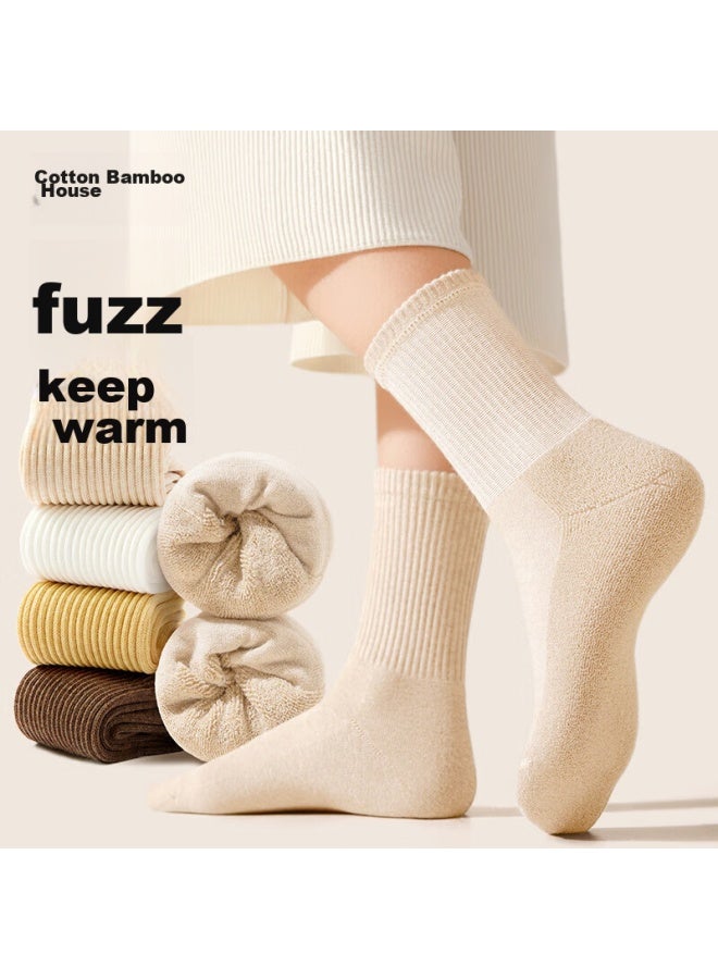 B&C.ROOM Mianzhuwu Women's Socks, Autumn And Winter Mid-calf, Thick Terry Warm Maternity Cotton Socks, Black And White Seamless Cotton Socks, Collection, Combination C - Image 1