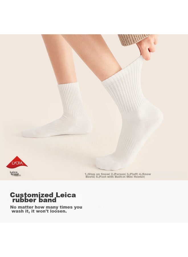 B&C.ROOM Mianzhuwu Women's Socks, Autumn And Winter Mid-calf, Thick Terry Warm Maternity Cotton Socks, Black And White Seamless Cotton Socks, Collection, Combination C - Image 3