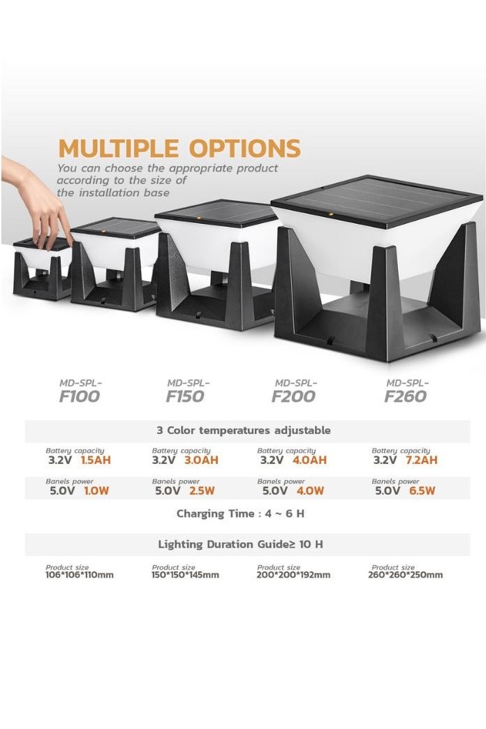 مودي مصباح عمود يعمل بالطاقة الشمسية خارجي مقاوم للماء - 3 أوضاع ألوان (دافئ/محايد/أبيض بارد)، من الغسق إلى الفجر، مستشعر حركة، مصباح LED لاسلكي يعمل بالطاقة الشمسية للحديقة، السياج، المرآب، الشرفة، الفناء، في الهواء الطلق (كبير - قطعة واحدة) - Image 4