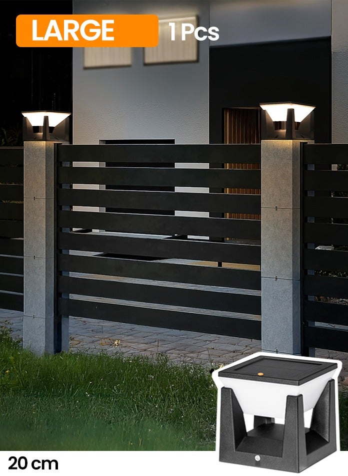 مودي مصباح عمود يعمل بالطاقة الشمسية خارجي مقاوم للماء - 3 أوضاع ألوان (دافئ/محايد/أبيض بارد)، من الغسق إلى الفجر، مستشعر حركة، مصباح LED لاسلكي يعمل بالطاقة الشمسية للحديقة، السياج، المرآب، الشرفة، الفناء، في الهواء الطلق (كبير - قطعة واحدة) - Image 1