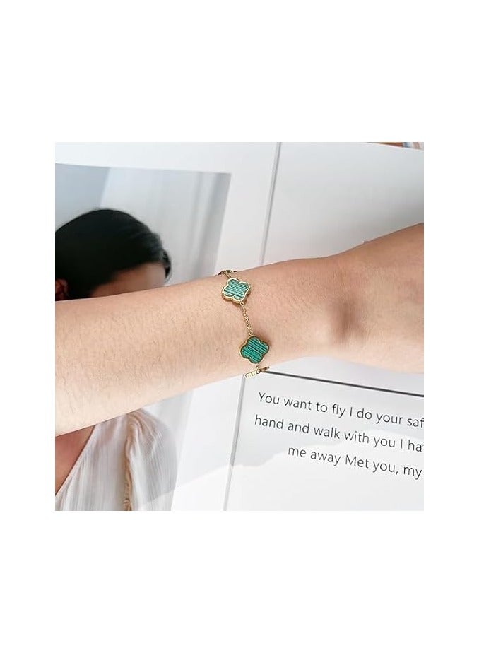 Fayrouz Jewellery Fayrouz Jewelry 18K Gold Plated Stainless Clover Flower Design Lucky Bracelet for Women, Fashion Four Leaf Flower Bracelets - Image 2