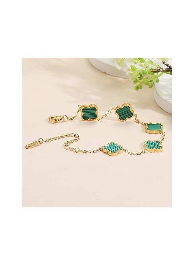Fayrouz Jewellery Fayrouz Jewelry 18K Gold Plated Stainless Clover Flower Design Lucky Bracelet for Women, Fashion Four Leaf Flower Bracelets - Image 3