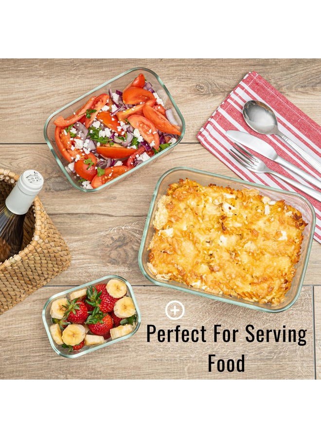 Moss & Stone Extra Large Glass Storage Containers With Lids Set of 3, 101 Oz/ 54 Oz/ 16 Oz, Deep Rectangular Glass Food Container with Lid, Leak Proof, Microwave, Dishwasher & Oven Safe - Image 5