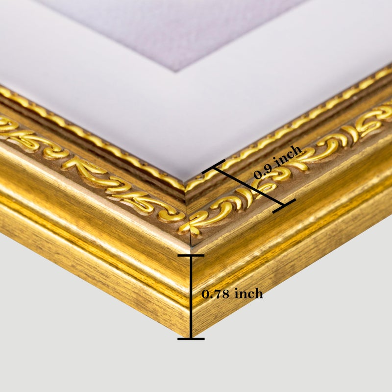 eletecpro 8x10 Picture Frames Set of 4, Gold Frames 8 x 10 with Glass Cover, Vintage Photo Frame Displays 5x7 Photo with Mat or 8x10 without Mat for Tabletop or Wall Decor, Gold - Image 5