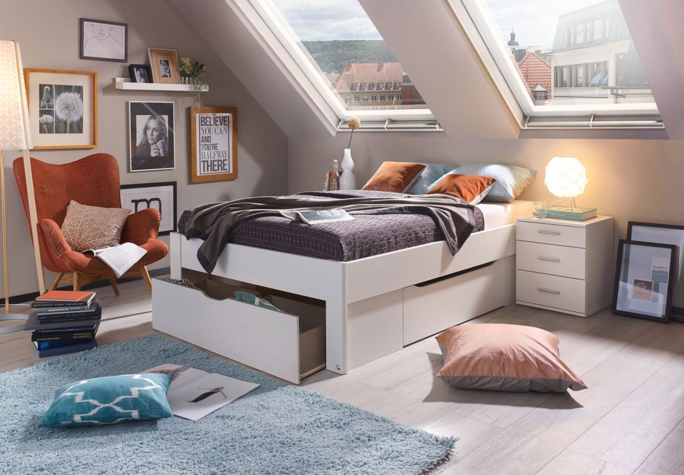 Modern MDF nightstand - Height 65 cm - Width 50 cm - Depth 36 cm, from Furniture Store.