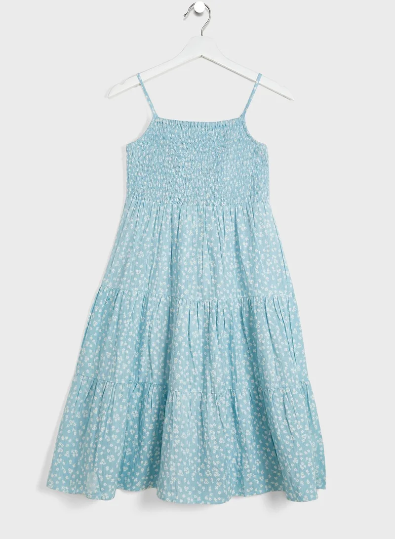 Bardot Junior Kids Shirred Ditsy Midi Dress