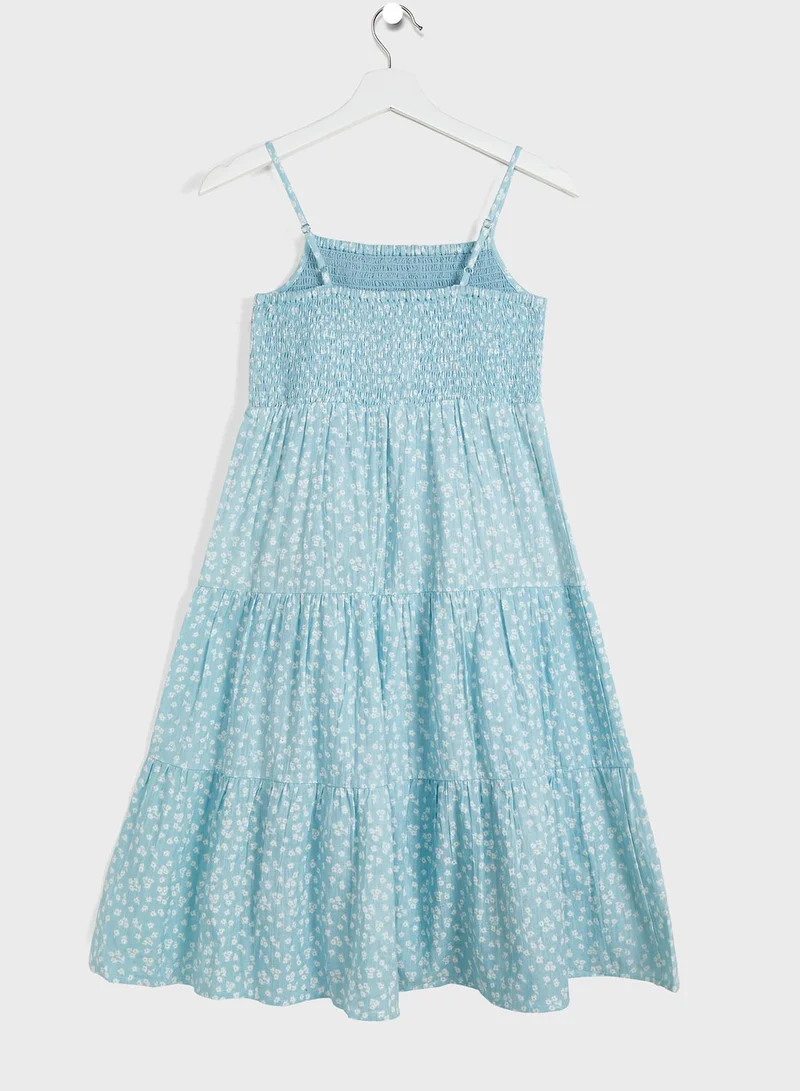 Bardot Junior Kids Shirred Ditsy Midi Dress