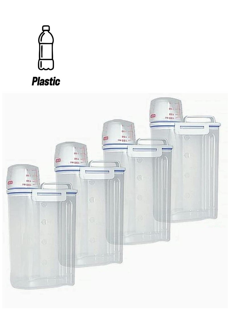 HEXAR 4 Pieces Kitchen Storage Box Set, Portable Dispenser Grain, Cereal, Rice Container with Measuring Cup - Image 1