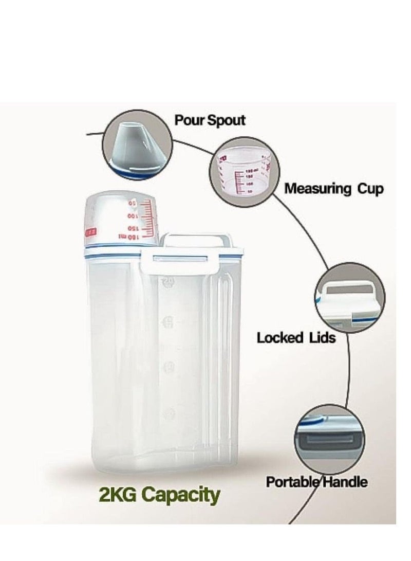 HEXAR 4 Pieces Kitchen Storage Box Set, Portable Dispenser Grain, Cereal, Rice Container with Measuring Cup - Image 2