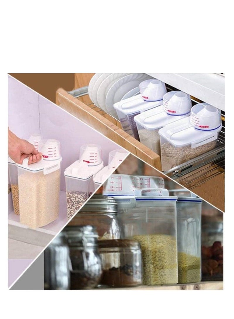 HEXAR 4 Pieces Kitchen Storage Box Set, Portable Dispenser Grain, Cereal, Rice Container with Measuring Cup - Image 5