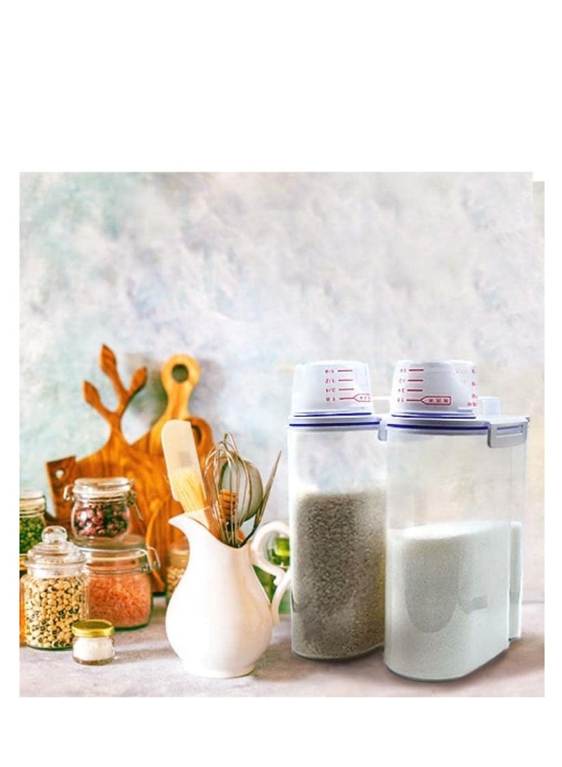 HEXAR 4 Pieces Kitchen Storage Box Set, Portable Dispenser Grain, Cereal, Rice Container with Measuring Cup - Image 4