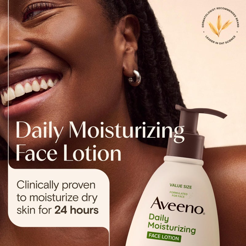 Aveeno Daily Moisturizing Face Lotion with Soothing Prebiotic Oat, Gentle Lotion Nourishes Normal to Dry Skin With Moisture, Sensitive Skin, Fragrance-Free, 12 fl. oz - Image 2