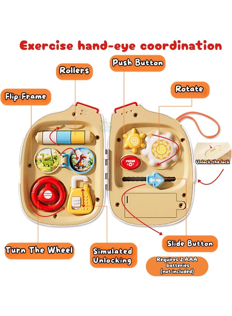 2-in-1 Musical Baby Phone & Sensory Busy Board for Toddlers | Montessori Baby Travel Toy for Early Learning Educational Motor Skills & Auditory Development | Birthday Gift for Boys & Girls Ages 1-3 - Image 3