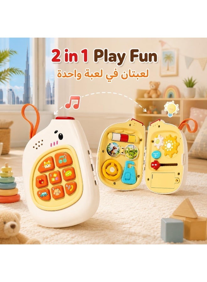 2-in-1 Musical Baby Phone & Sensory Busy Board for Toddlers | Montessori Baby Travel Toy for Early Learning Educational Motor Skills & Auditory Development | Birthday Gift for Boys & Girls Ages 1-3 - Image 2