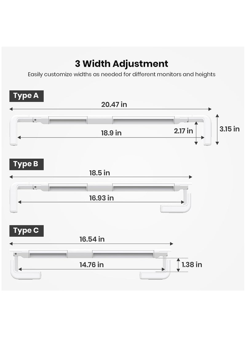 Monitor Stand Foldable Computer Monitor Stand with Storage Drawer and Tablet Phone Stand,Height Adjustable Computer Stand for Computer,Desktop,Laptop（White）