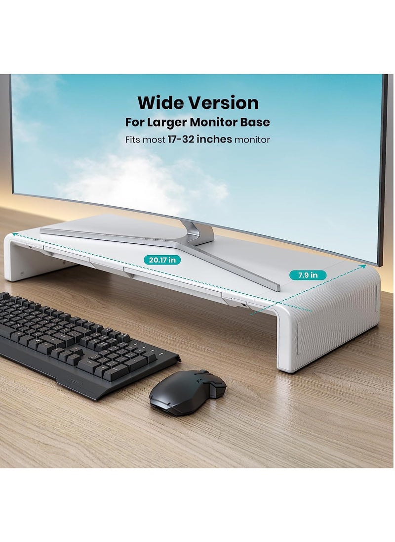Olmaster Monitor Stand Foldable Computer Monitor Stand with Storage Drawer and Tablet Phone Stand,Height Adjustable Computer Stand for Computer,Desktop,Laptop（White）  - Image 2